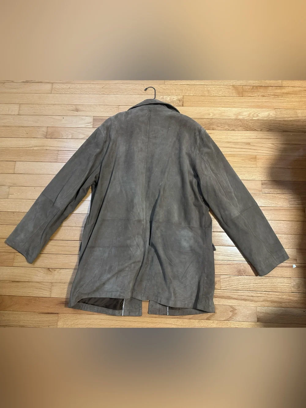 Ben Jacobson Taupe Leather Long Men’s Coat Size Large